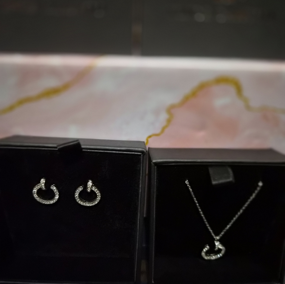 Vince Camuto Silver Earrings and Necklace Set